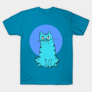 blue cat sweet cartoon T-Shirt